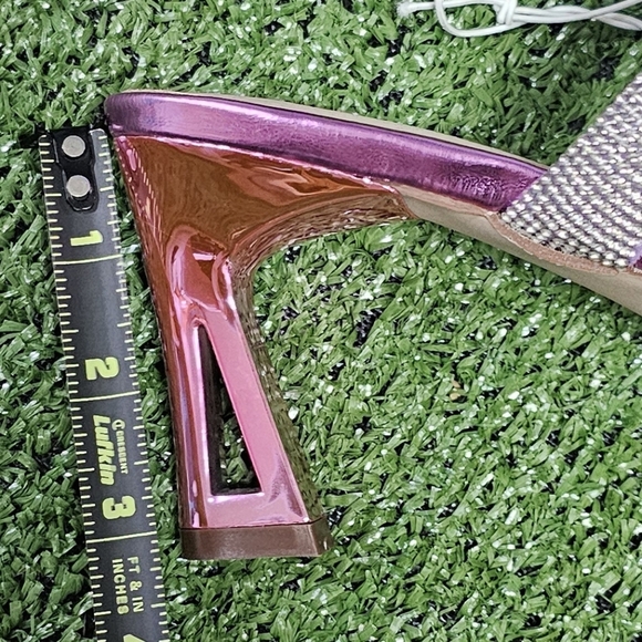 CHASE & CHLOE | ARABELLA EMBELLISHED DOUBLE STRAP METALLIC HEELS - NWOT! - Picture 13 of 16